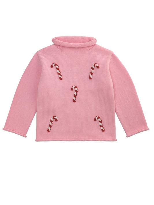 Roll Neck Sweater - Pink Candy Cane
