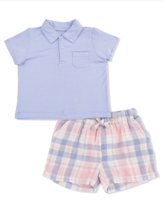 Dusty Plaid Polo + Casual Short