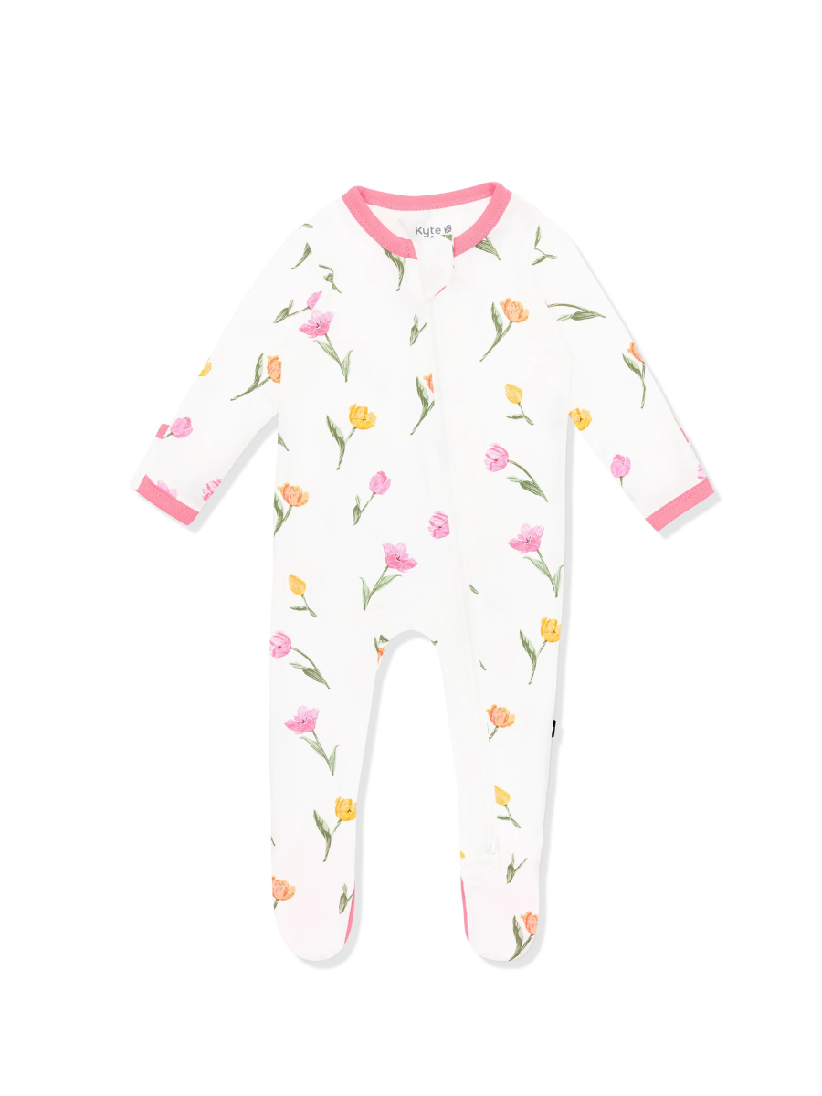 Kyte Baby Zippered Bamboo Footie- Tulip