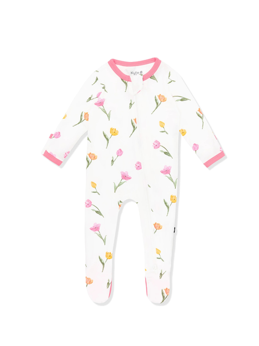 Kyte Baby Zippered Bamboo Footie- Tulip
