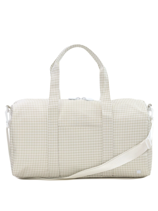 Pearl Grey Gingham Weekender Duffel Bag