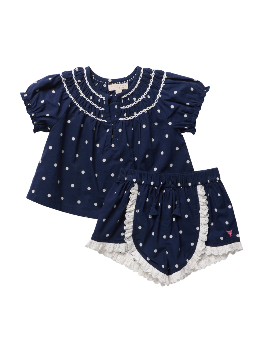 Navy Polka Dot Millie Set