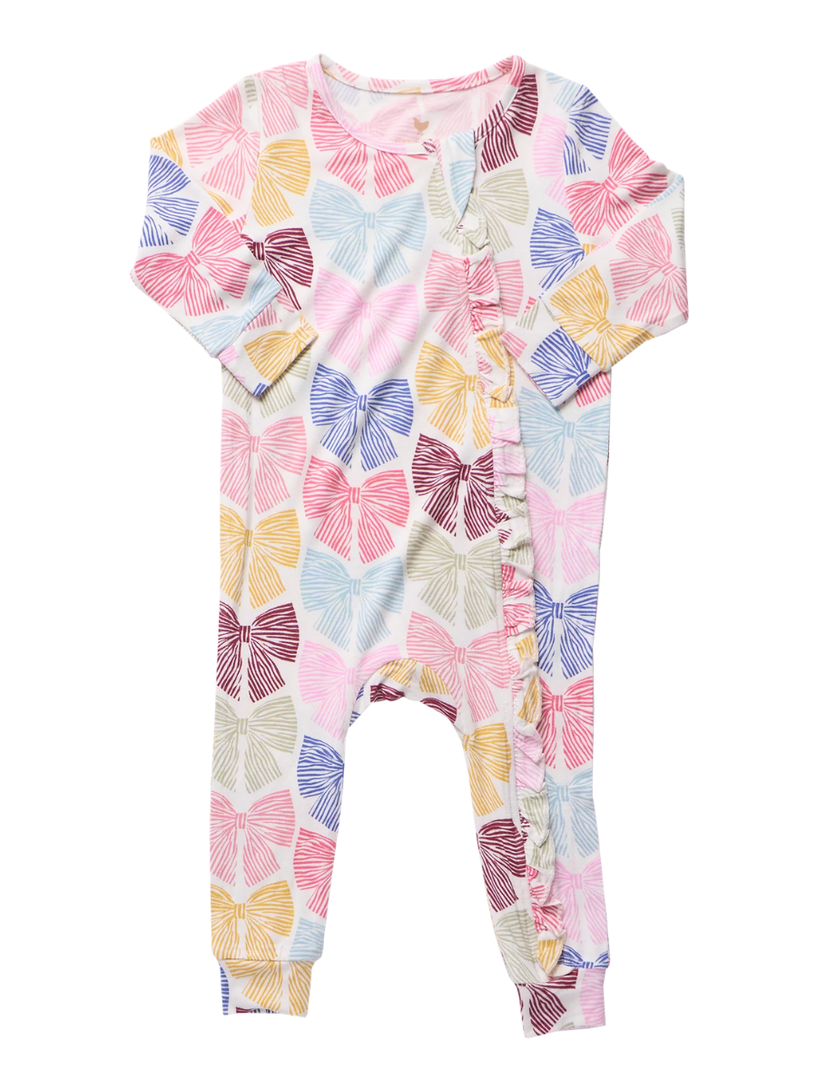 Bright Multi Bows Ruffle Bamboo Romper
