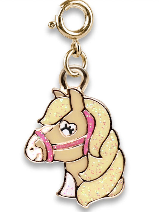 Gold Glitter Horse Charm