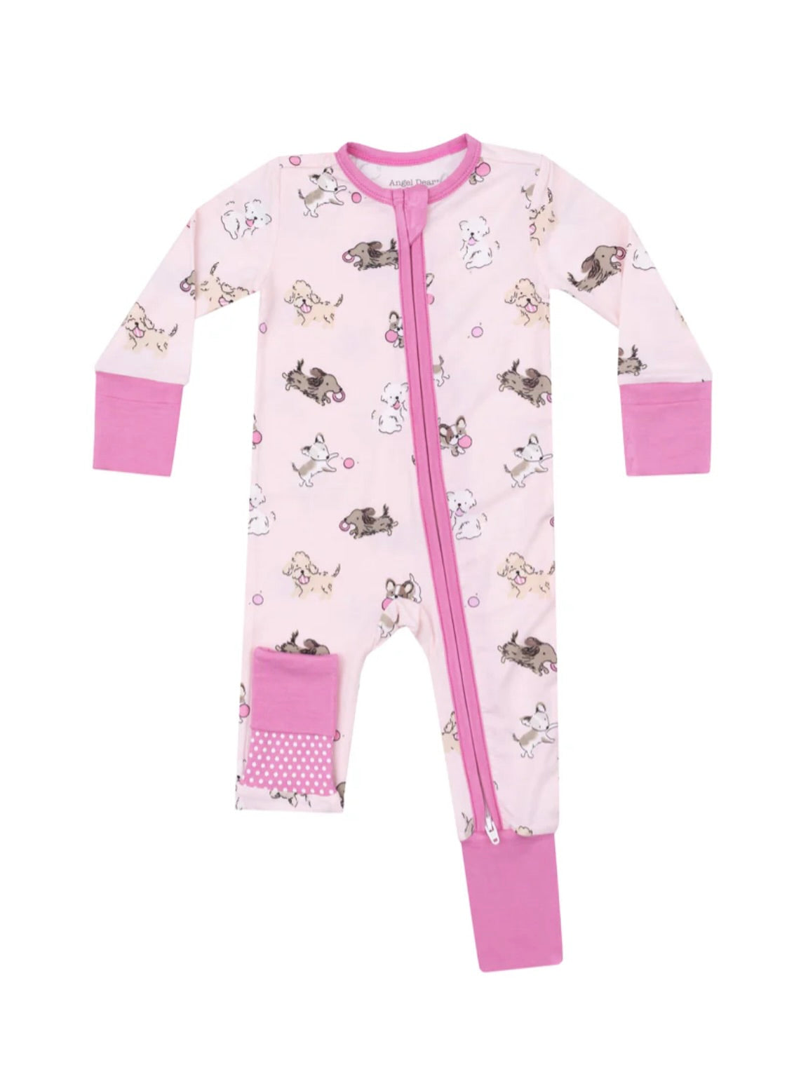 2-Way Zipper Romper - Fluffy Puppies