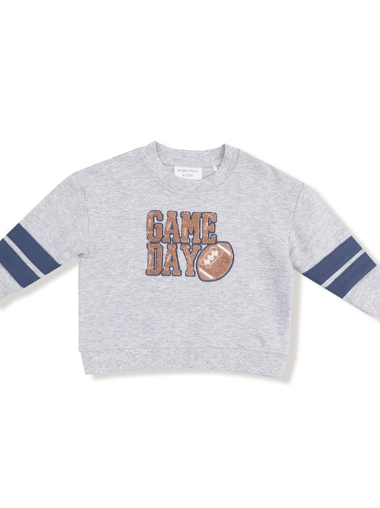 Light Grey Cozy Drop Sleeve Sweatshirt with Varsity Stripes