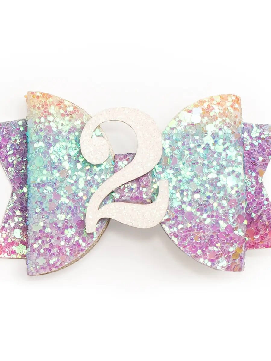 Birthday Number Pastel Rainbow Clip