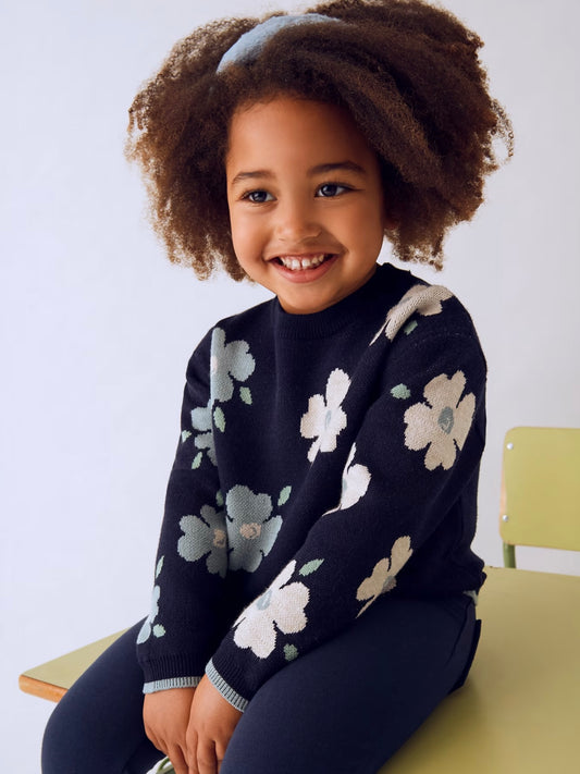 Navy Flower Sweater