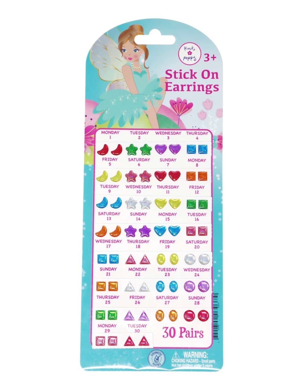 Pink Poppy Fairy Butterfly Stick On Earrings
