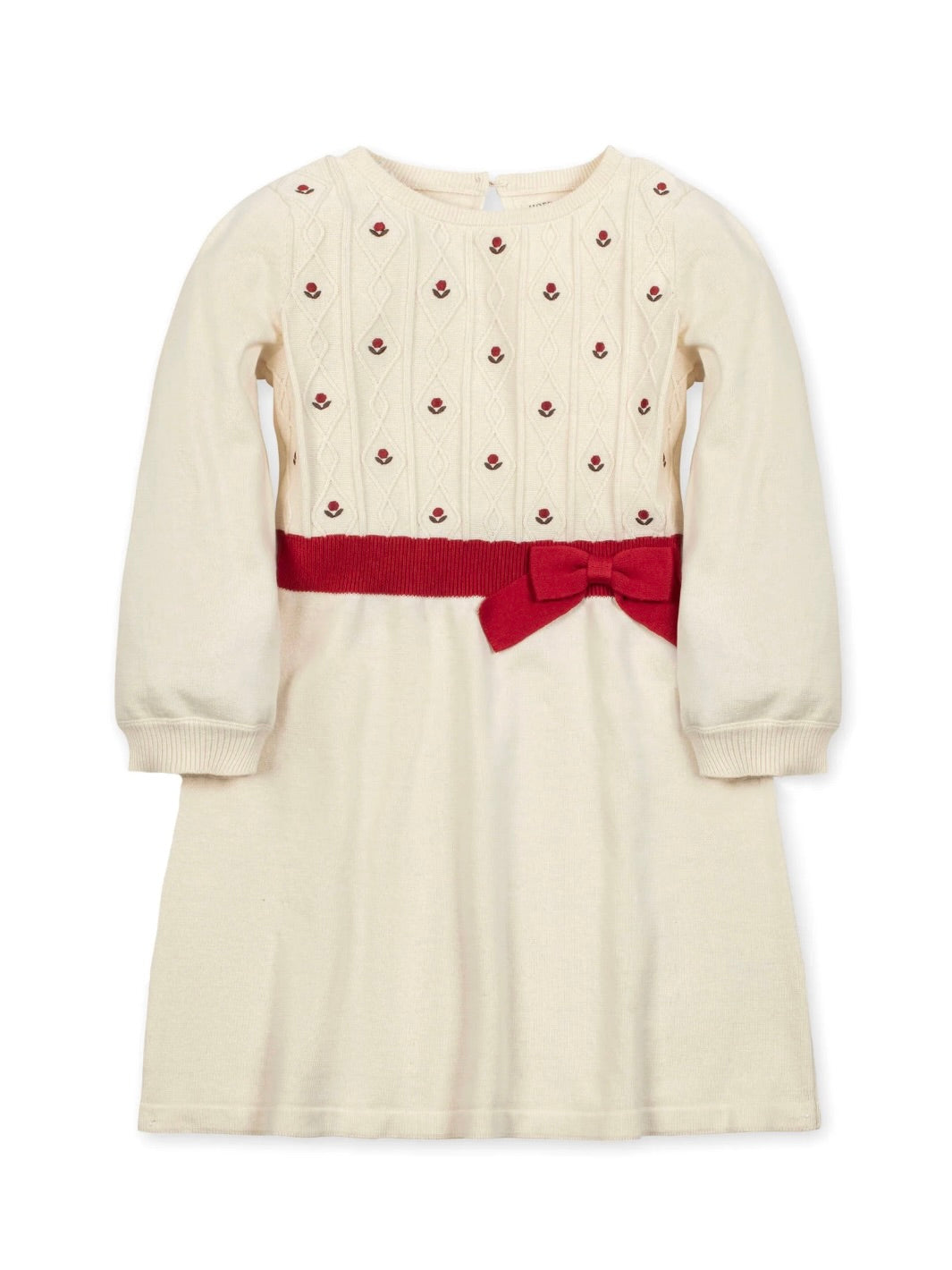 Ivory with Red Flowers Skater Sweater Dress