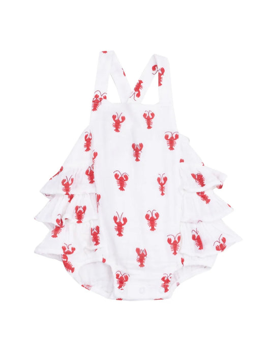Lobster Muslin Ruffle Sunsuit