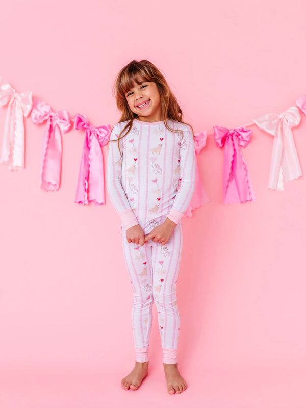 Pink Dog Valentine Toddler Pajamas