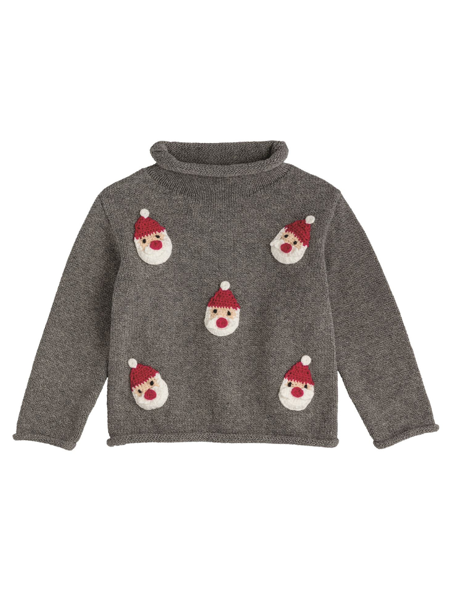 Roll Neck Sweater - Grey Santa