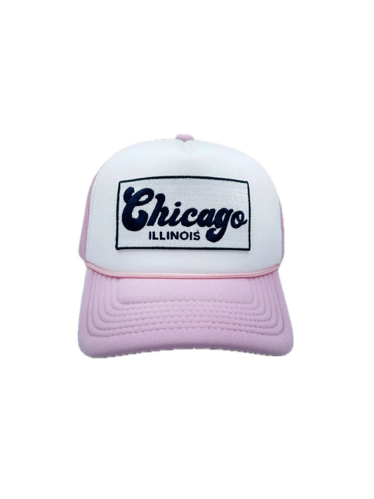 Chicago B&W Patch Trucker Hat - Pink