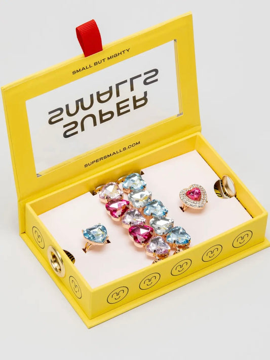 Pink & Blue Gem Heart Bracelet Set