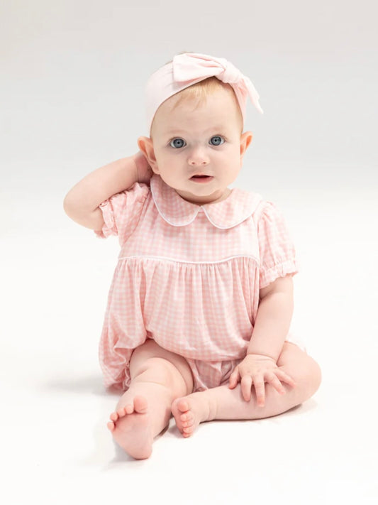 Mini Pink Gingham Puff Sleeve Bubble