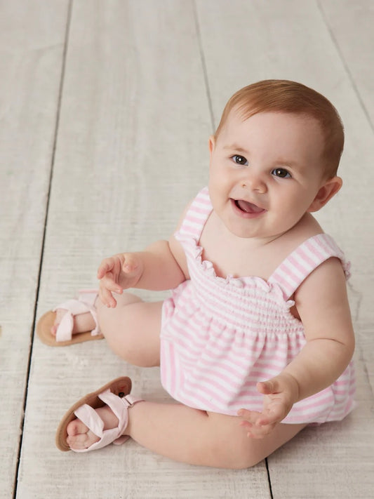 Cabana Pink Stripe Bubble Romper
