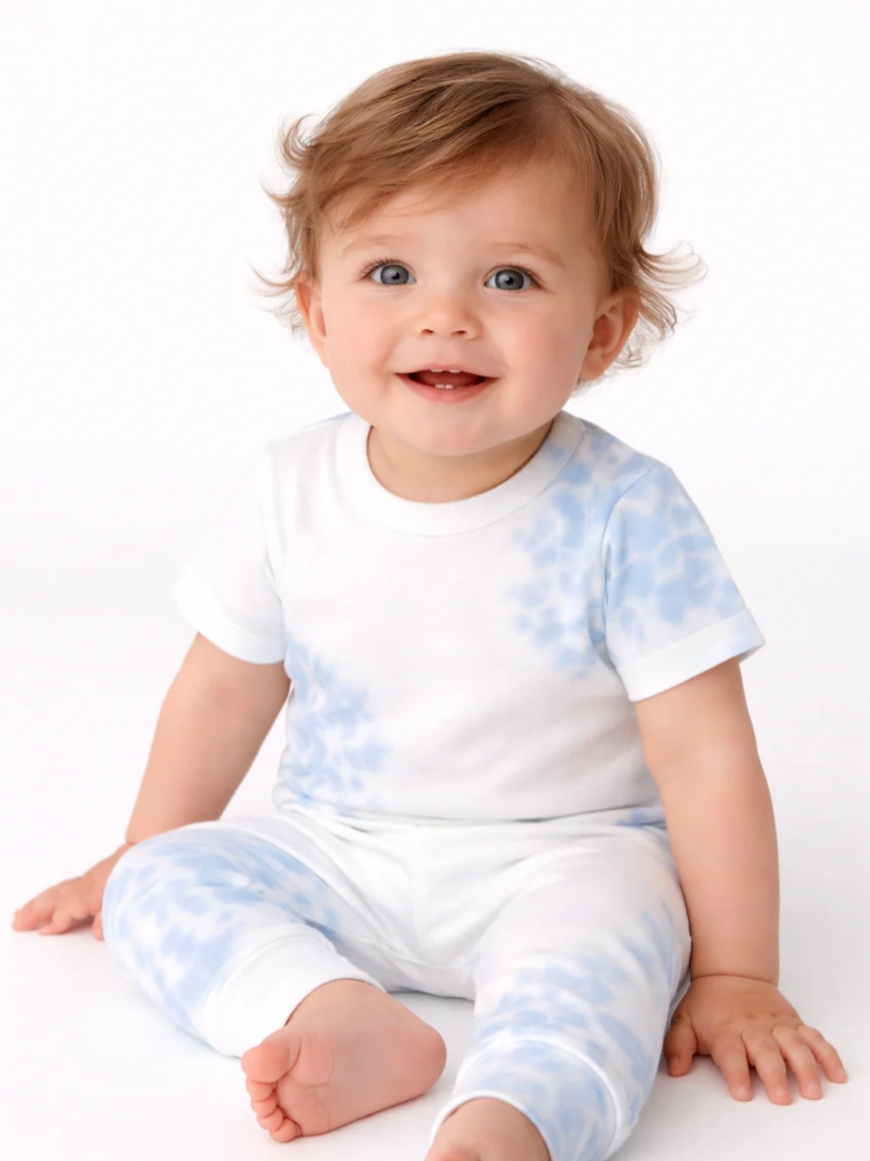 Tie Dye Ribbed Tee and Legging Sets- Blue