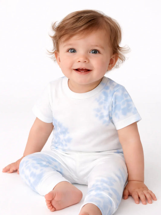 Tie Dye Ribbed Tee and Legging Sets- Blue