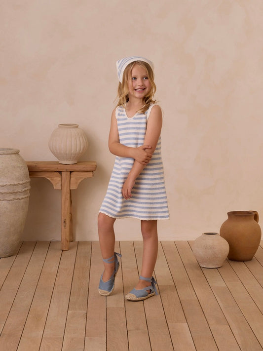 Blue Stripe Crochet Mini Dress