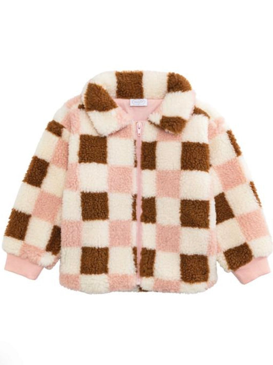 Pink Check Sherpa Jacket