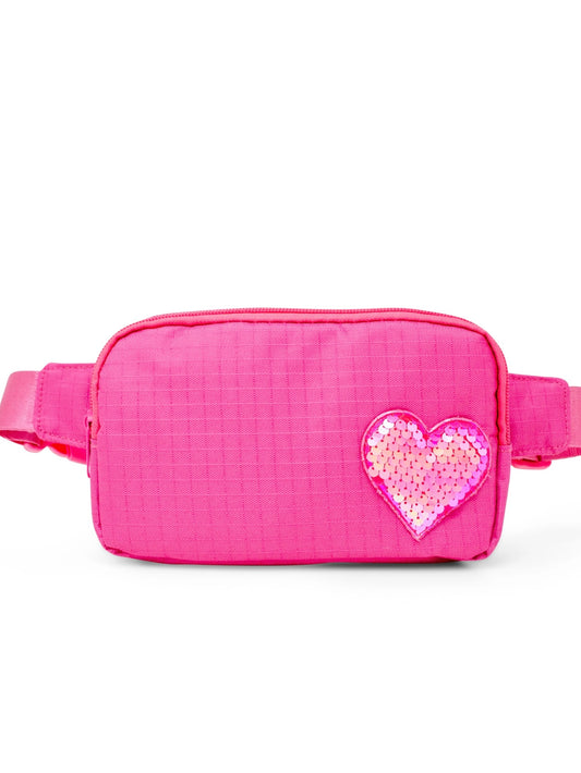 Sequin Heart Belt Bag - Hot Pink