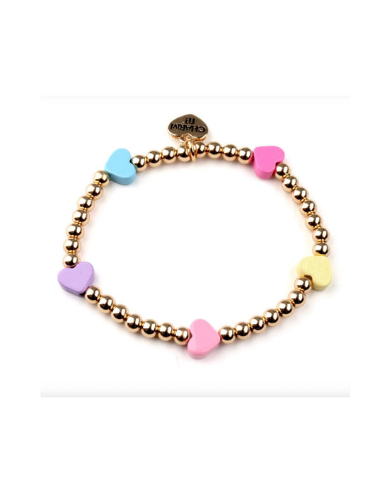 Charm It! Gold Multi Heart Stretch Bead Bracelet