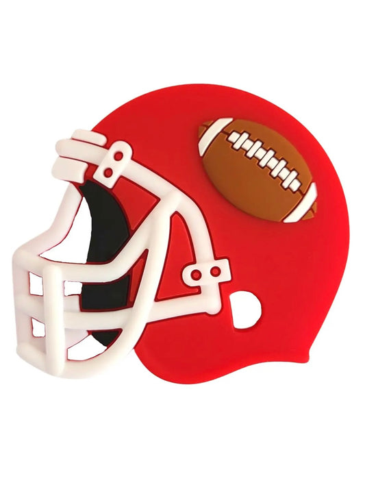 Red Football Helmet Silicone Teether