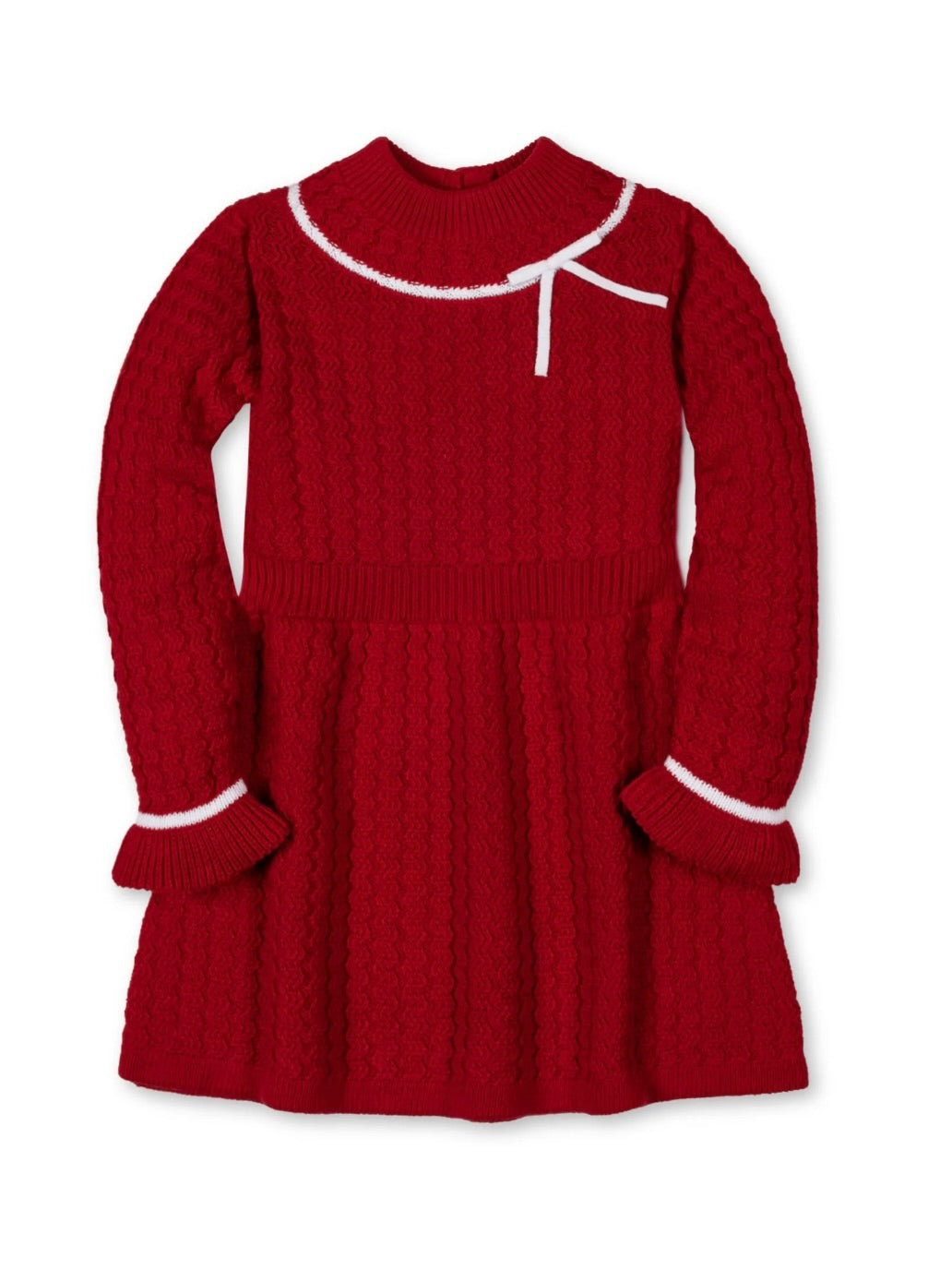 Red Cable Mock Neck Sweater Dress