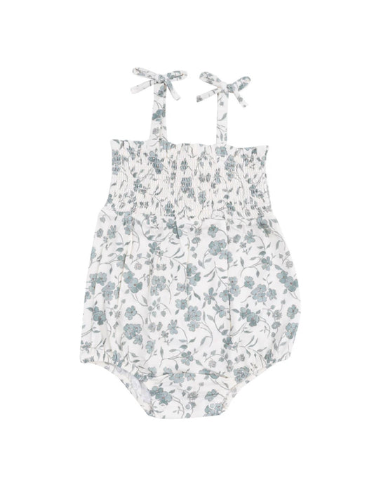 Baby's Breath Floral Tie Strap Smocked Romper