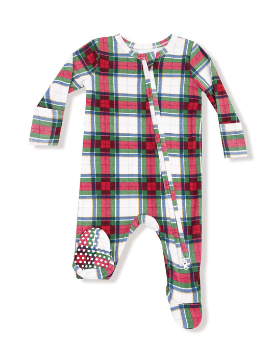 Holiday Plaid Zipper Footie