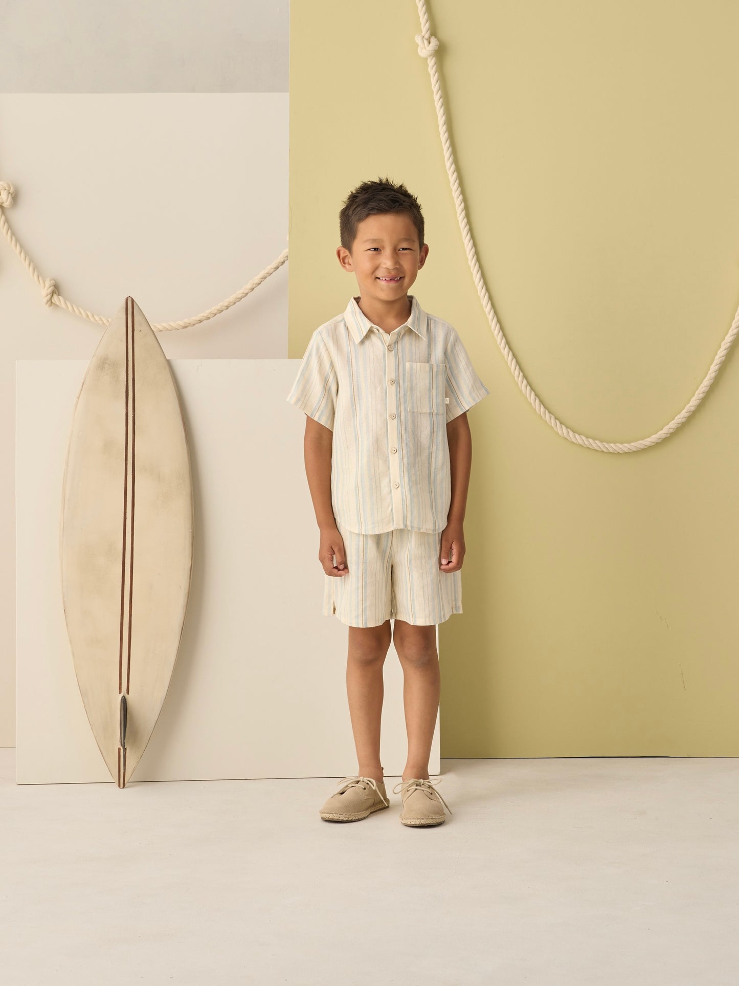 Sea Stripe Collared Short Sleeve Shirt