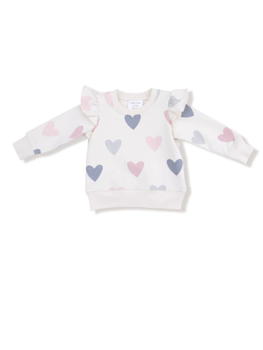 Hearts French Terry Ruffle Sweatshirt