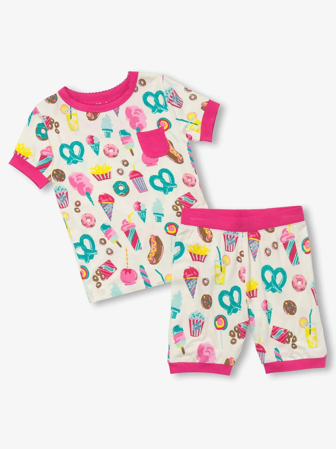 Pink Carnival Eats Bamboo Short Pajama Set