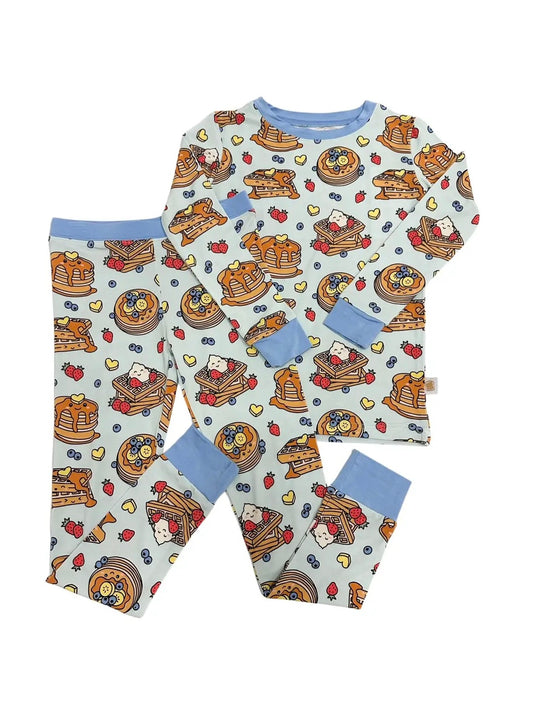 Waffly Cute Pajama Set - Blue