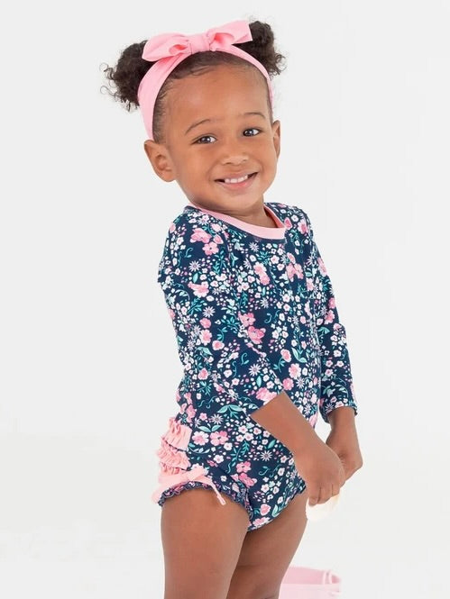 Signature Ruffles Rash Guard Swimsuit - Moonlit Meadow