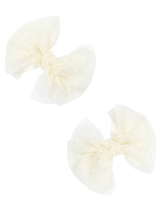 Ivory Tulle Baby Clips