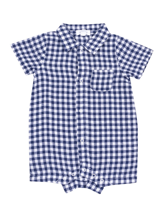 Navy Gingham Polo Shortie