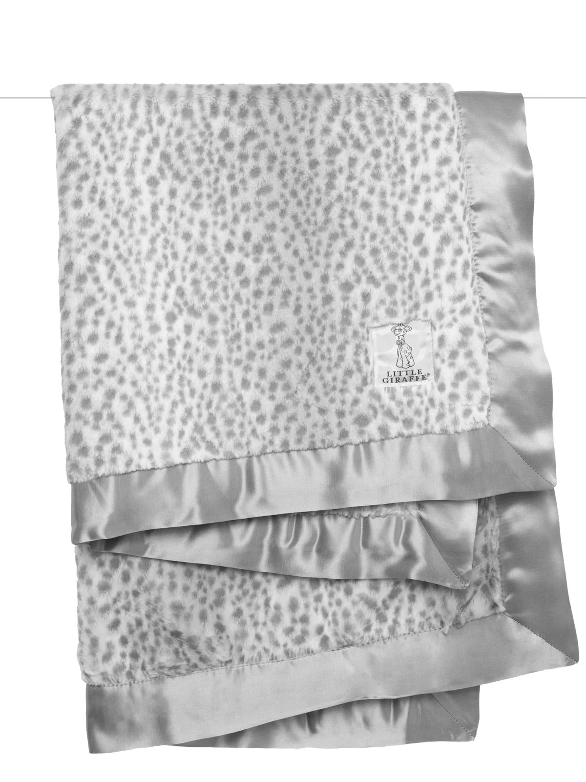 Little Giraffe Luxe Solid Blanket  - Silver Snow Leopard