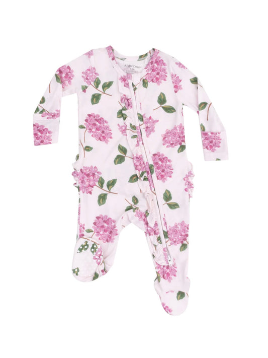 Pink Hydrangeas Ruffle Footie