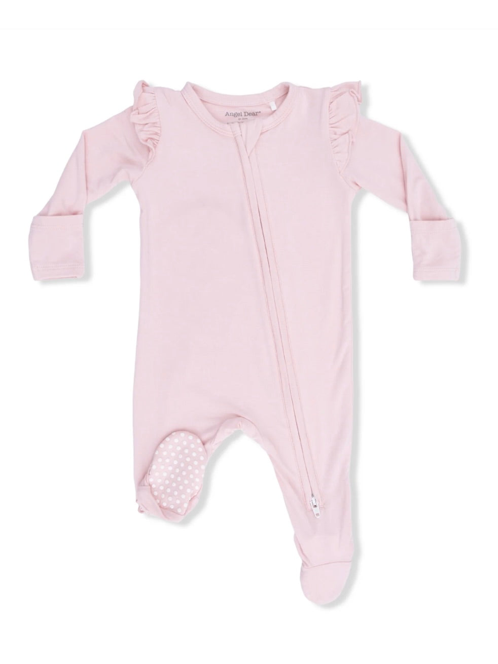 Solid Lotus Two-Way Zipper Footie - Ruffle Pink