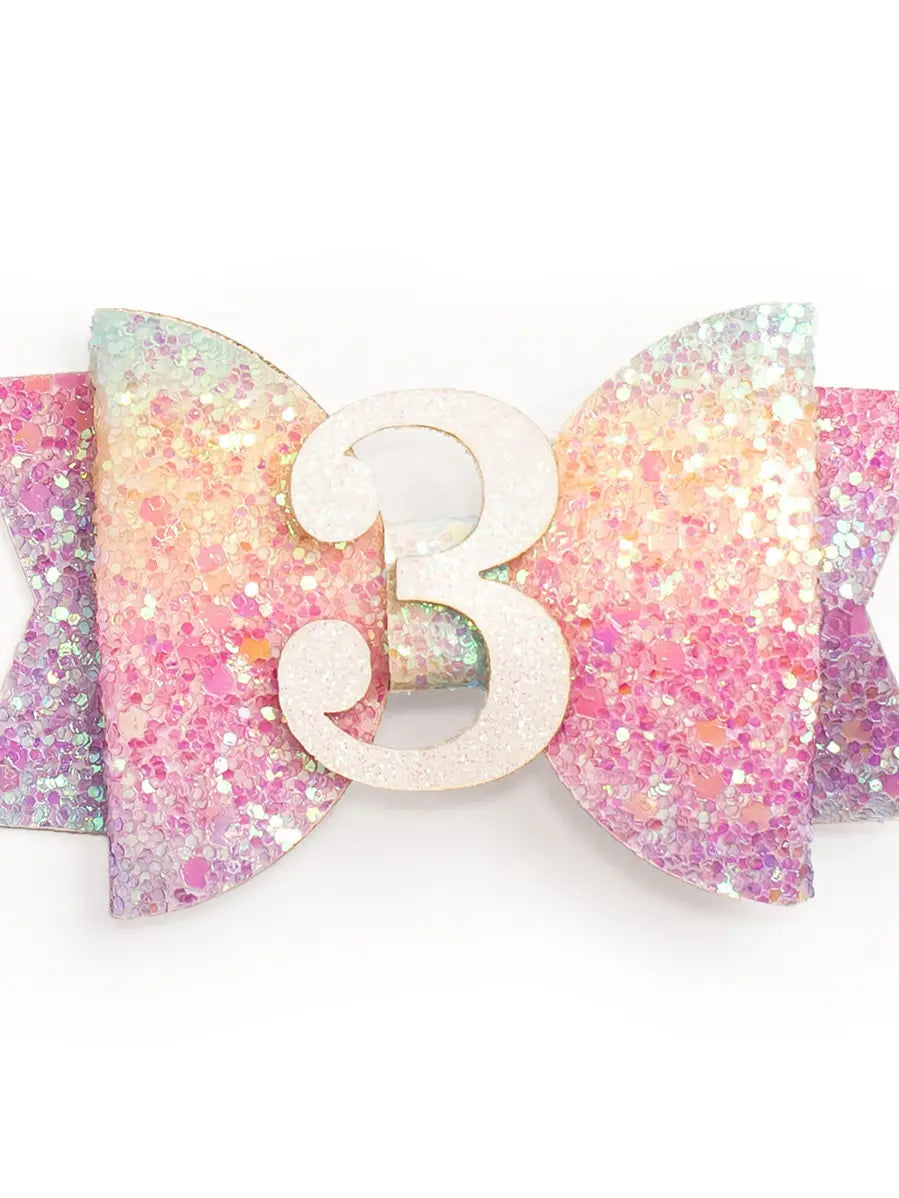 Birthday Number Pastel Rainbow Clip