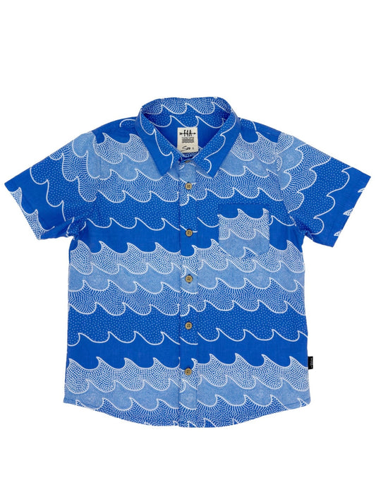 Cosmic Waves Button Down - Marina Blue