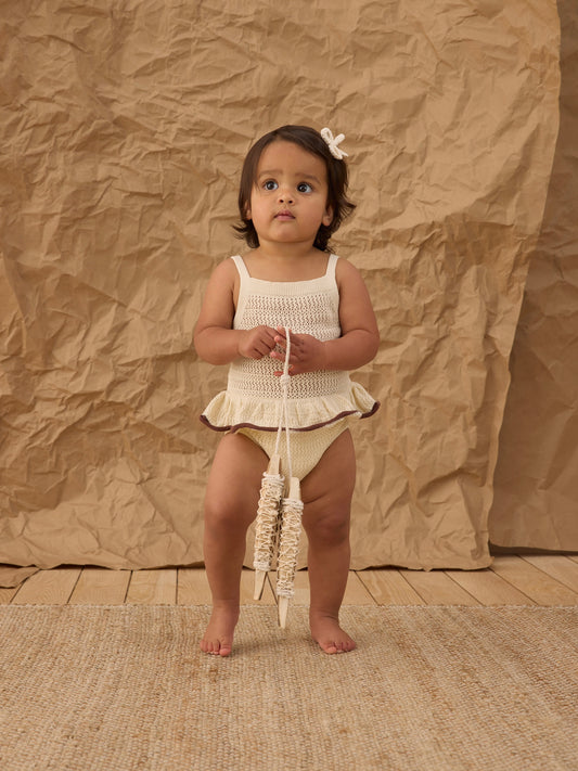 Natural Crochet Ruffle Romper
