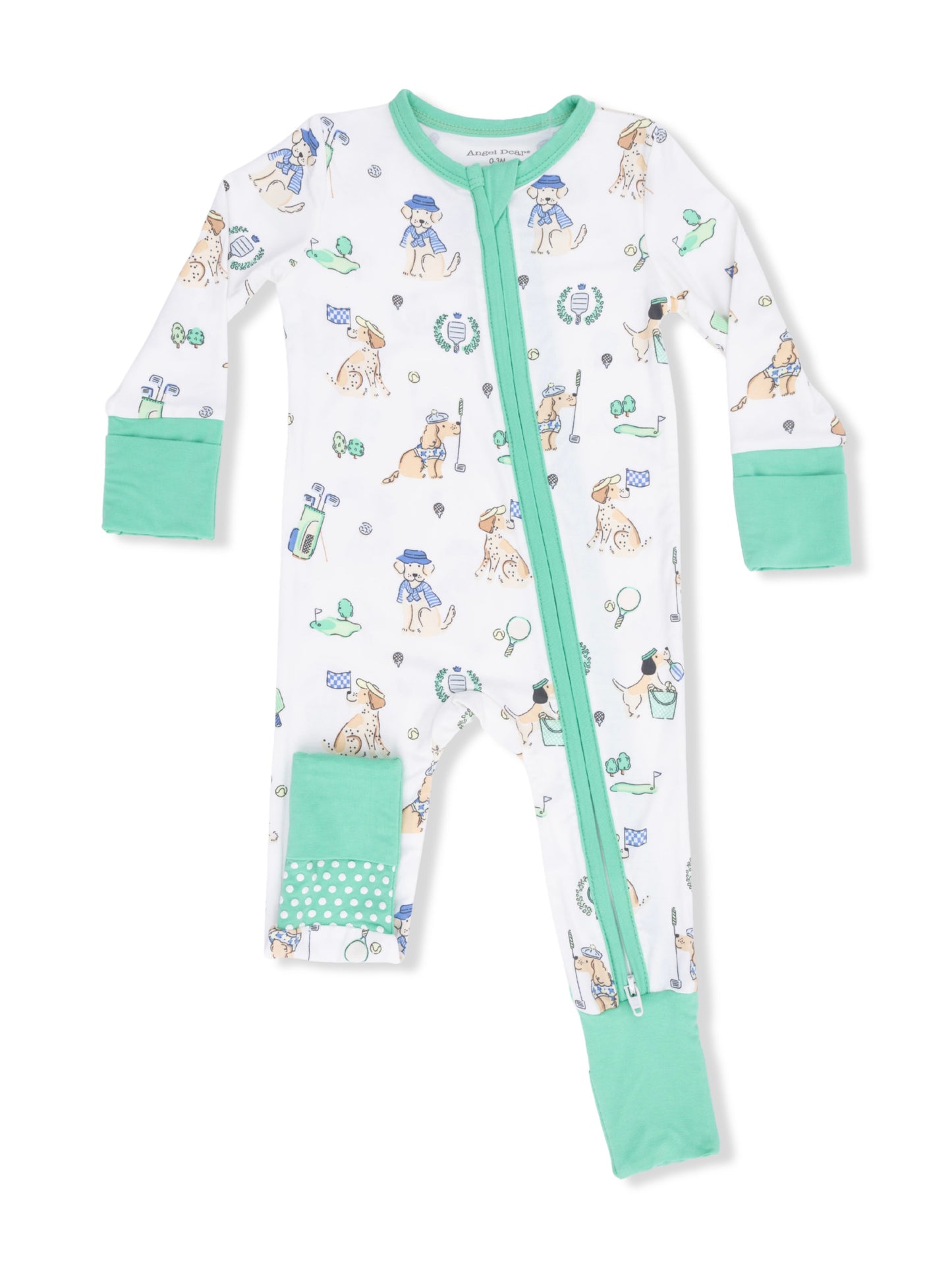 Green Country Club Dogs Zipper Romper
