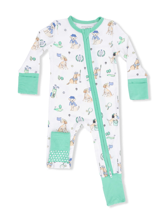 Green Country Club Dogs Zipper Romper