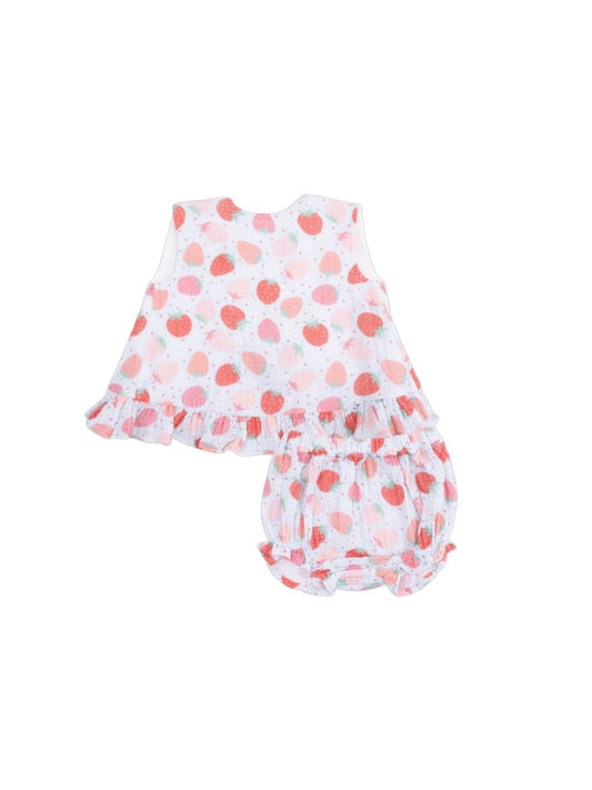 Strawberry Bliss Ruffle Back Top + Bloomer