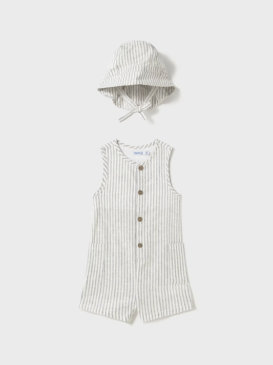 Romper with Sunhat - Natural Stripe