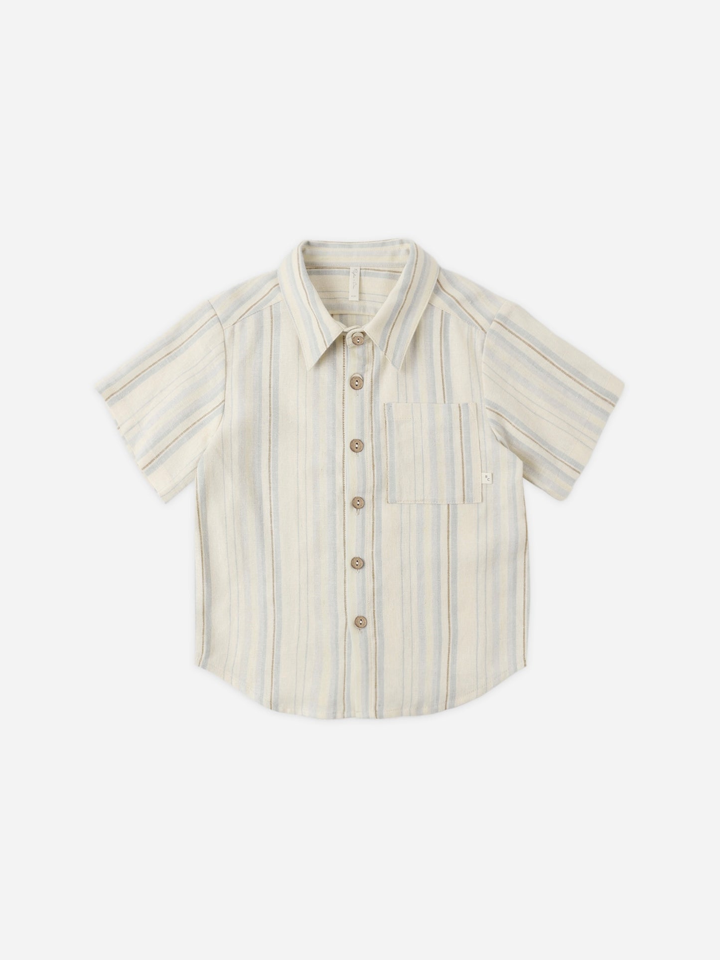 Sea Stripe Collared Short Sleeve Shirt
