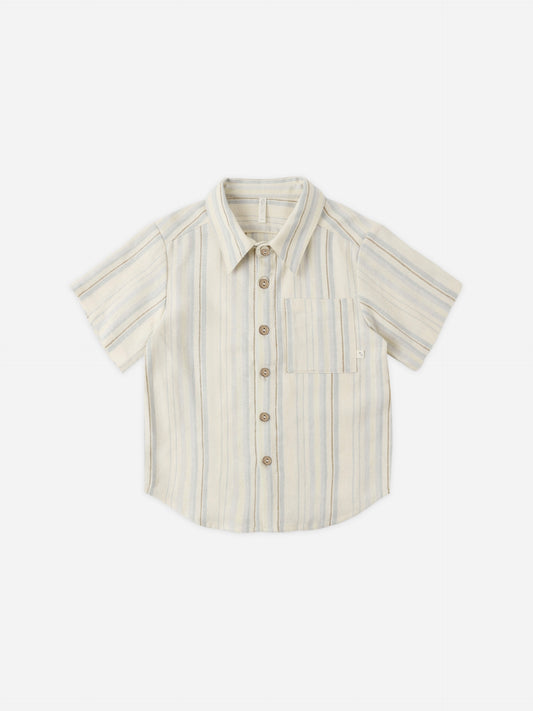 Sea Stripe Collared Short Sleeve Shirt